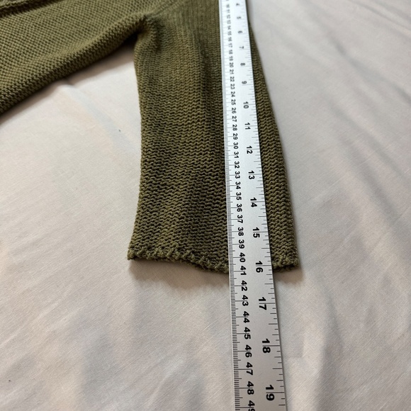 Jana Heavy Mesh Knit 3/4 Sleeve Lagenlook Sweater with Attached Front Green M - Picture 11 of 15